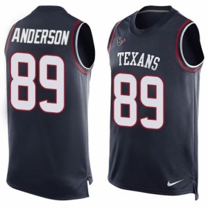 Mens Nike Houston Texans #89 Stephen Anderson Limited Navy Blue Player Name & Number Tank Top NFL Jersey