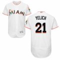 Mens Majestic Miami Marlins #21 Christian Yelich White Flexbase Authentic Collection MLB Jersey