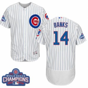 Mens Majestic Chicago Cubs #14 Ernie Banks White 2016 World Series Champions Flexbase Authentic Collection MLB Jersey