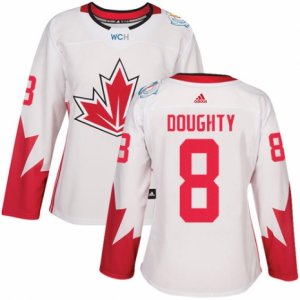 Women\'s Adidas Team Canada #8 Drew Doughty Authentic White Home 2016 World Cup Hockey Jersey