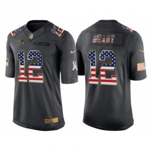 Men New England Patriots #12 Tom Brady Anthracite Salute to Service USA Flag Fashion Jersey