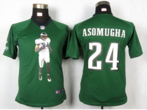 Nike Women Philadelphia Eagles #24 Asomugha Green Portrait Fashion Game Jersey