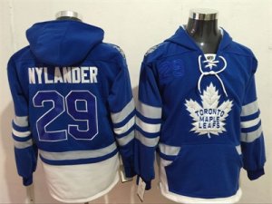 Mens Reebok Toronto Maple Leafs #29 Felix Potvin Authentic Royal Blue 2017 Hooded Sweatshirt NHL Jersey