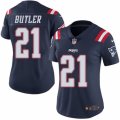 Women's Nike New England Patriots #21 Malcolm Butler Limited Navy Blue Rush NFL Jersey