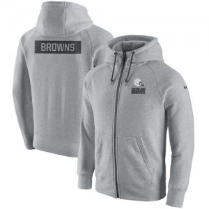 Men\'s Cleveland Browns Nike Ash Gridiron Gray 2.0 Full Zip Hoodie