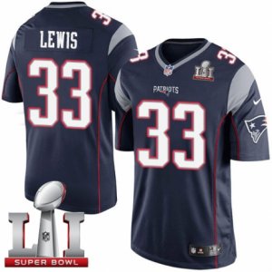 Mens Nike New England Patriots #33 Dion Lewis Limited Navy Blue Team Color Super Bowl LI 51 NFL Jersey