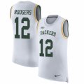 Mens Nike Green Bay Packers #12 Aaron Rodgers Limited White Rush Player Name & Number Tank Top NFL Jersey