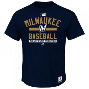 MLB Men\'s Milwaukee Brewers Majestic Big & Tall Authentic Collection Property T-Shirt - Navy