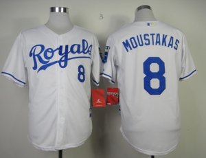 MLB Kansas City Royals #8 Moustakas White Jerseys