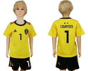 Belgium #1 COURTOIS Away Youth 2018 FIFA World Cup Soccer Jersey