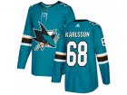 Youth Adidas San Jose Sharks #68 Melker Karlsson Teal Home Authentic Stitched NHL Jersey