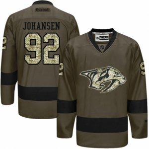 Mens Reebok Nashville Predators #92 Ryan Johansen Premier Green Salute to Service NHL Jersey