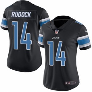 Women\'s Nike Detroit Lions #14 Jake Rudock Limited Black Rush NFL Jersey