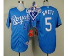 2015 World series champions Mlb Kansas City Royals #5 George Brett L.blue jerseys