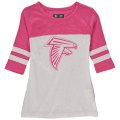 Atlanta Falcons 5th & Ocean By New Era Girls Youth Jersey 34 Sleeve T-Shirt White Pink