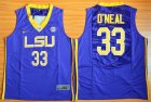 NCAA LSU Tigers #33 Shaquille O'Neal Purple Basketball Stitched Jerseys