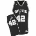 Mens Adidas San Antonio Spurs #42 David Lee Swingman Black Road NBA Jersey