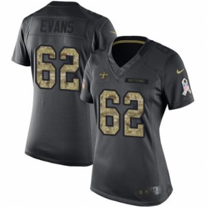 Women\'s Nike New Orleans Saints #62 Jahri Evans Limited Black 2016 Salute to Service NFL Jersey
