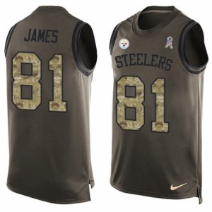 Men\'s Nike Pittsburgh Steelers #81 Jesse James Limited Green Salute to Service Tank Top NFL Jersey