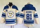 Mens Pittsburgh Penguins #81 Phil Kessel Cream Sawyer Hooded Sweatshirt Stitched NHL Jersey