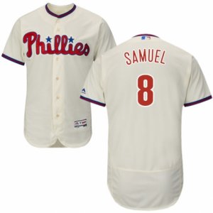 Men\'s Majestic Philadelphia Phillies #8 Juan Samuel Cream Flexbase Authentic Collection MLB Jersey