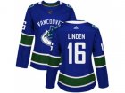 Women Adidas Vancouver Canucks #16 Trevor Linden Blue Home Authentic Stitched NHL Jersey