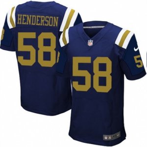 Mens Nike New York Jets #58 Erin Henderson Elite Navy Blue Alternate NFL Jersey