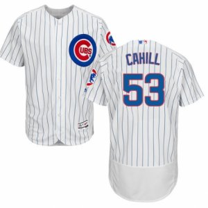 Men\'s Majestic Chicago Cubs #53 Trevor Cahill White Flexbase Authentic Collection MLB Jersey