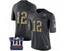 Mens Nike New England Patriots #12 Tom Brady Limited Black 2016 Salute to Service Super Bowl LI Champions NFL Jersey