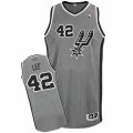 Mens Adidas San Antonio Spurs #42 David Lee Authentic Silver Grey Alternate NBA Jersey