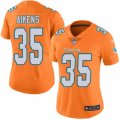 Women's Nike Miami Dolphins #35 Walt Aikens Limited Orange Rush NFL Jersey