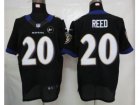 Nike Baltimore Ravens #20 Ed Reed white black jerseys[Elite Art Patch]