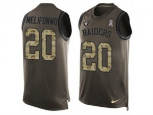 Mens Nike Oakland Raiders #20 Obi Melifonwu Limited Green Salute to Service Tank Top NFL Jersey