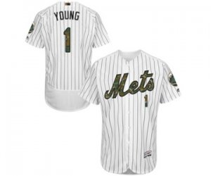 Men\'s Majestic New York Mets #1 Chris Young Authentic White 2016 Memorial Day Fashion Flex Base MLB Jersey