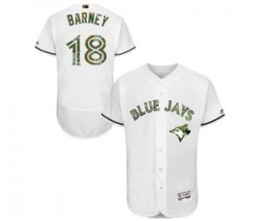 Mens Majestic Toronto Blue Jays #18 Darwin Barney Authentic White 2016 Memorial Day Fashion Flex Base MLB Jersey