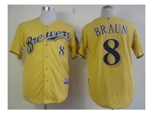 mlb jerseys milwaukee brewers #8 ryan braun yellow[2013 new]