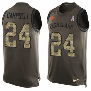 Mens Nike Cleveland Browns #24 Ibraheim Campbell Limited Green Salute to Service Tank Top NFL Jersey