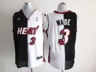 NBA Miami Heat #3 Dwyane Wade black-white jerseys[Split]