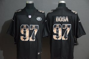 Nike 49ers #97 Nick Bosa Black Statue Of Liberty Limited Jersey