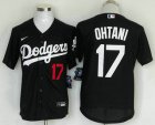 Men's Los Angeles Dodgers #17 Shohei Ohtani Number Black Stitched Cool Base Nike Jersey
