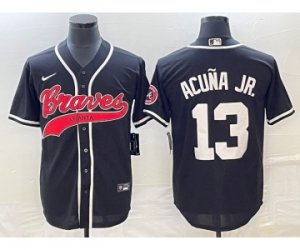 Men\'s Atlanta Braves #13 Ronald Acuna Jr Black Cool Base Stitched Baseball Jersey