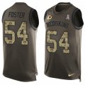 Mens Nike Washington Redskins #54 Mason Foster Limited Green Salute to Service Tank Top NFL Jersey