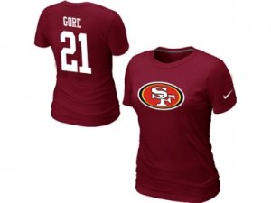 Women Nike San Francisco 49ers #21 Frank Gore Name & Number T-Shirt Red