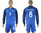 France #8 Valbuena Home Long Sleeves Soccer Country Jersey