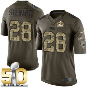 Nike Carolina Panthers #28 Jonathan Stewart Green Super Bowl 50 Men\'s Stitched NFL Limited Salute to Service Jersey