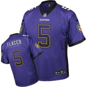 Nike Baltimore ravens #5 Joe Flacco Purple Jersey(Elite Drift Fashion)