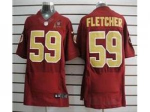Nike NFL Washington Redskins #59 London Fletcher Red Jerseys W 80TH Patch M&N(Elite)
