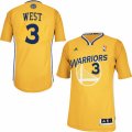 Mens Adidas Golden State Warriors #3 David West Swingman Gold Alternate NBA Jersey