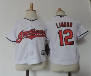 Indians #12 Francisco Lindor White Toddler Cool Base Jersey