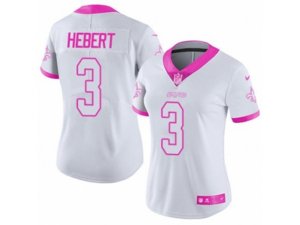 Women Nike New Orleans Saints #3 Bobby Hebert Limited White-Pink Rush Fashion NFL Jersey
